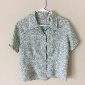 Vintage Putumayo Rayon Blouse, Medium, Light Mint Green